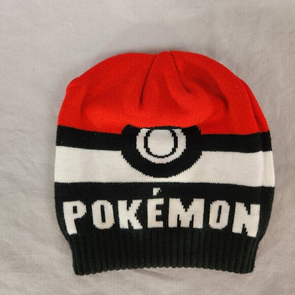 Pokémon Poke Ball Knit Scarf and Beanie Hat Set One Size Fits All Black Red - Picture 7 of 10
